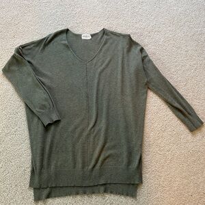 Dreamers by Debut V-Neck Tunic Sweater, Olive Green, M/L
